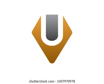 Letter U point logo or symbol template design
