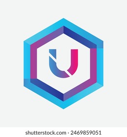LETRA U POLÍGONO DE DISEÑO DE LOGOTIPO CONCEPTO DE MARCA