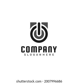 Letter U Power Button Logo. Vector Design.