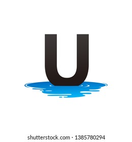 Letter U and Puddle Water Logo Template Design Vector, Emblem, Design Concept, Creative Symbol, Icon