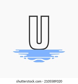 Letter u and Puddle Water Logo Template Design Vector, Emblem, Design Concept, Creative Symbol, Icon