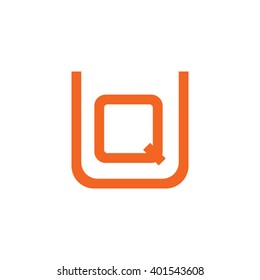 letter U and Q monogram square shape logo orange