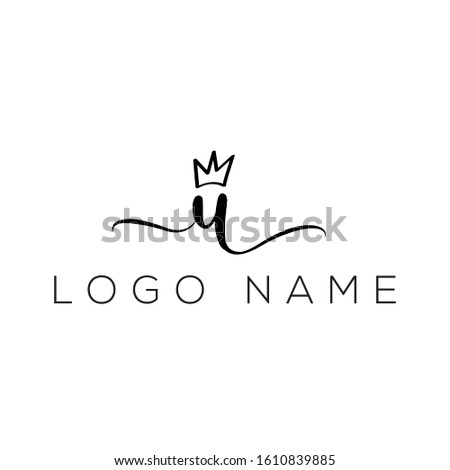 Letter U queen handwriting logo with luxury elegent modern style perfect for , beauty , wedding photography , spa , makeup logos