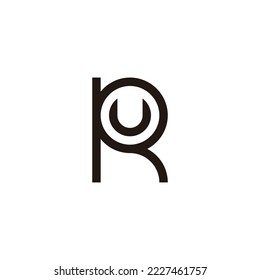 Letra U in R, símbolo geométrico circular vector de logotipo simple
