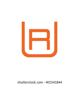 letter U and R monogram square shape logo orange