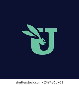 Letter U Kaninchen-Logo-Symbol Vektorgrafik 