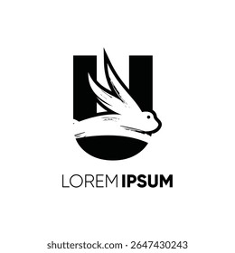 Letter U Rabbit Run Logo Design Vector Image Icon Graphic Emblem Symbol Illustration