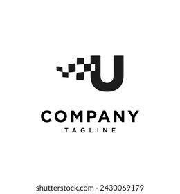 Letra U Race Flag logo icon vector template.eps
