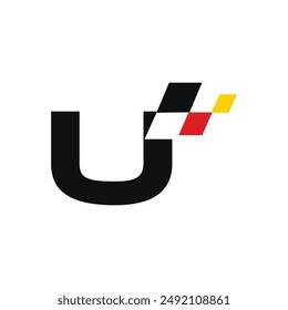 Letter U Race Flag logo icon vector