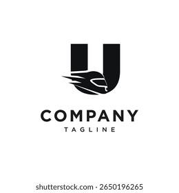 Letter U Racing Helm Logo Icon Vector