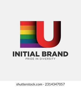 letter U rainbow color pride community and company initial vector logo design