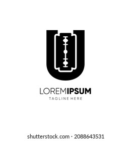 Letter U Razor Blade Logo Design Vector Icon Graphic Emblem Illustration