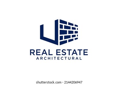 Letter U for Real Estate Remodeling Logo. Construction Architecture Building Logo Design Template.