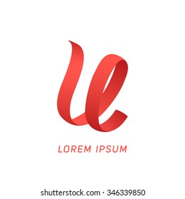 Letter U red ribbon logo