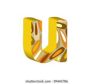 letter u of retro alphabet