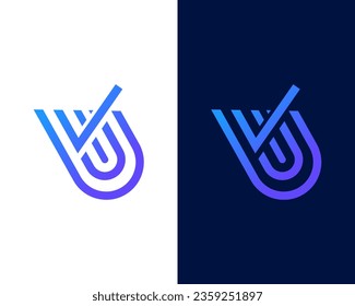 Letra u con la marca derecha moderna plantilla de diseño de logotipo de aplicación