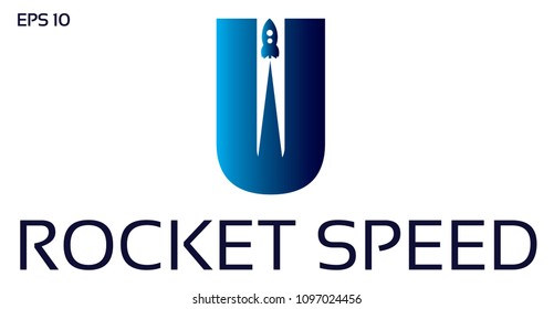 Letter U Rocket Logo Design