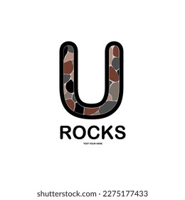 Letter u with rocks logo template illustration