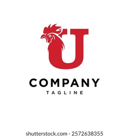 Letter U Rooster Logo Icon Vector