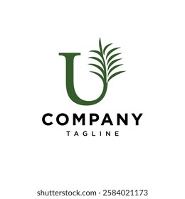 Letter U Rosemary Logo Icon Vector