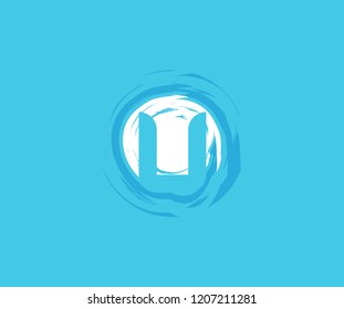 Letter U Rounded Grunge Splash Element Logo Design