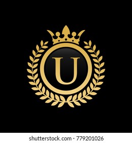 Letter U royal crown logo