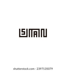 Letter U S M A N square geometric symbol simple logo vector