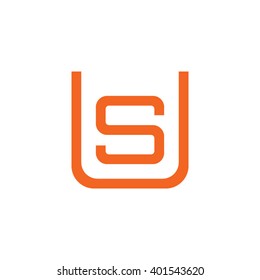 letter U and S monogram square shape logo orange