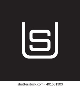 letter U and S monogram square shape logo white black background