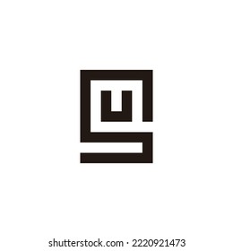 Letter u in S, square geometric symbol simple logo vector