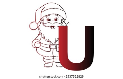 letter U with Santa Claus designed with alphabet. Characters with fun expressions pose various poses. It's vector art so it's easy to edit.
