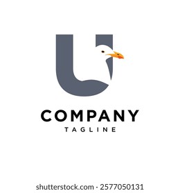 Letter U Seagull Logo Icon Vector