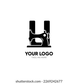 Letter U Sewing Machine Logo Design Vector Icon Graphic Emblem Illustration Background Template