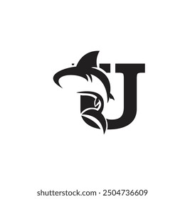 Letter U Shark Logo icon vector.