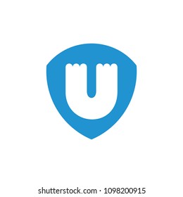 letter u shield emblem design logo