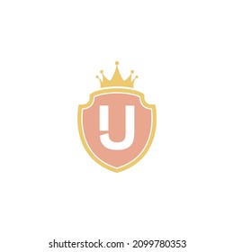 Letter U with shield icon logo design illustration vector