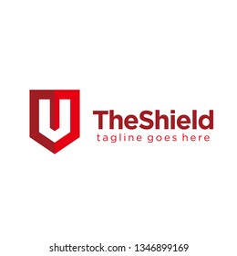 letter U shield logo design vector template. security, protector, technology, website, company symbol icon. 