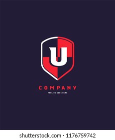 Letter U shield logo icon vector element.