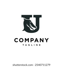 Letter U shoebill stork logo icon vector