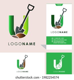 Ilustración De Icono Gráfico Del Vector De Diseño Del Logotipo De La Pala U.