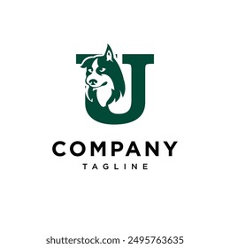 Letter U Siberian Husky Dog Logo