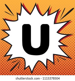 Letter U sign design template element. Vector. Comics style icon on pop-art background.