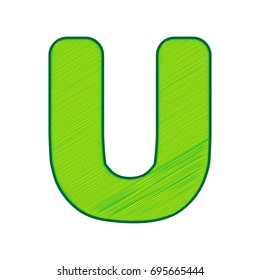 Letter U sign design template element. Vector. Lemon scribble icon on white background. Isolated