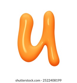 letter U. letter u sign orange soft color. Realistic 3d design in cartoon liquid paint style. Isolated on white background. vector illustration