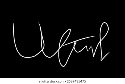 letter U signature illustration. Handwritten initial letter and signature u logo.