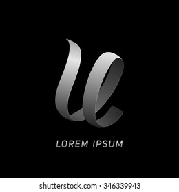 Letter U silver ribbon logo