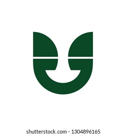 letter u simple geometric logo vector