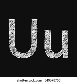 Letter U SKetch on black background