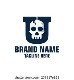 Letter U Skull Logo Design Template Inspiration, Vector Illustration.