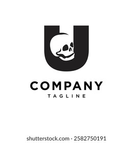 Letter U Skull Logo Icon Vector